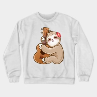 Sloth Playing Acoustic Ukulele Guitar adorable Cute kawaii Baby sloths Crewneck Sweatshirt